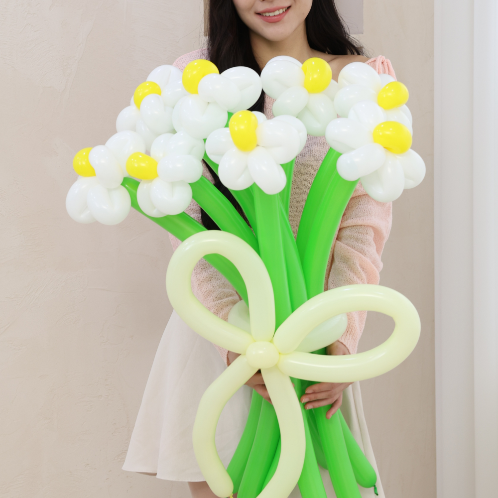 무둥 풍선꽃다발 생일이벤트 DIY 생일 파티 튤립 핫핑크 꽃 풍선 - 상세 이미지 3