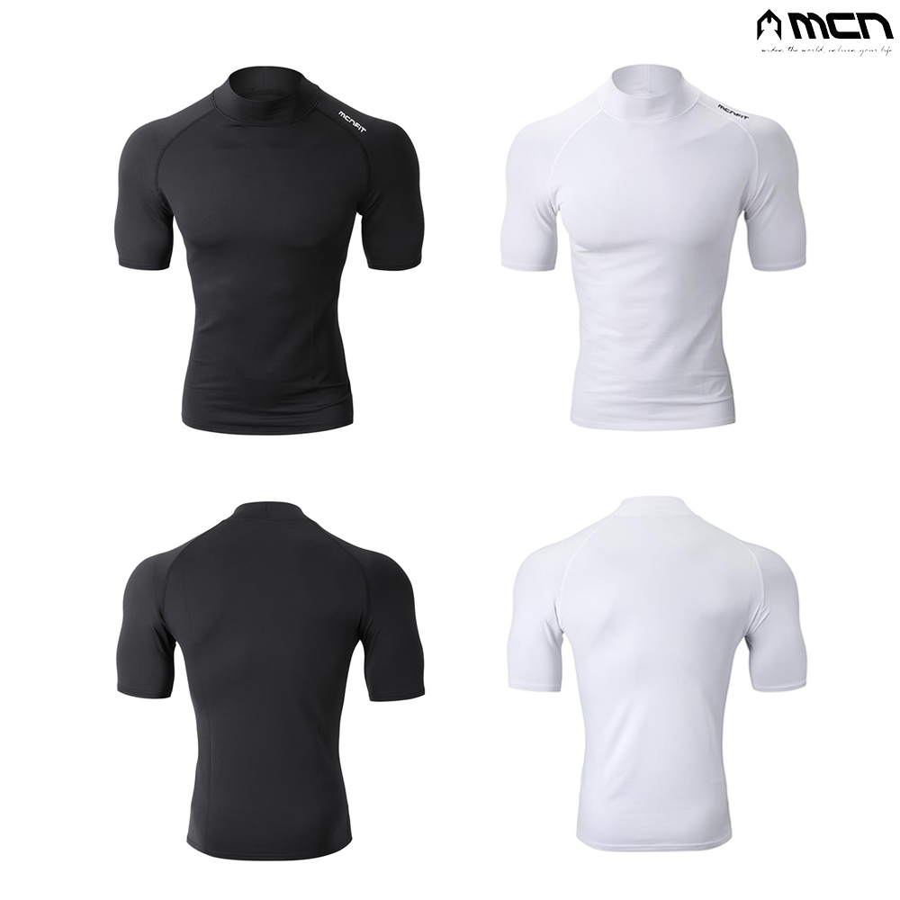 MCN 여름 자전거이너웨어 반팔 터틀넥+4부 투인원 레깅스 쇼츠 세트 - 상세 이미지 4