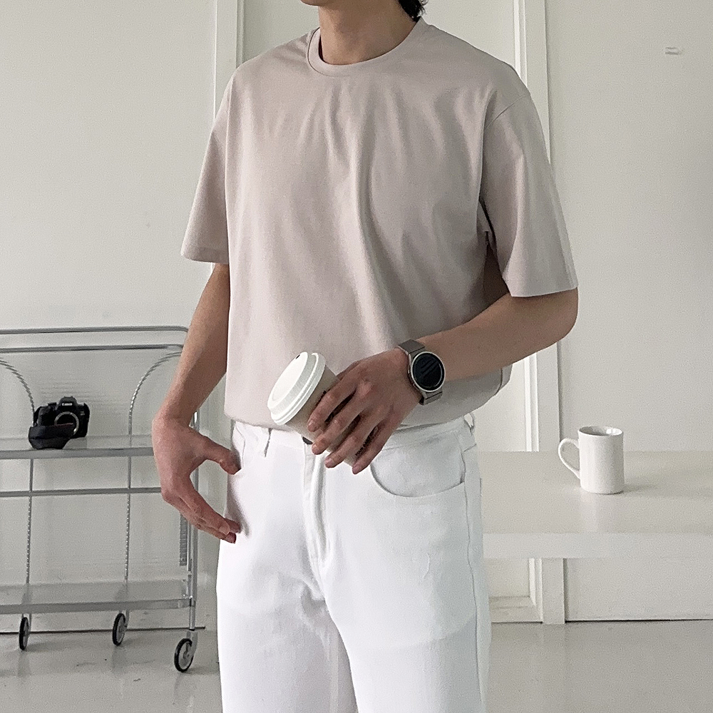 남자 반팔티 오버핏 분또 실켓 쿨 여름 반팔 티셔츠 - 상품 이미지