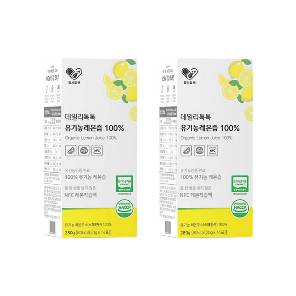 데일리톡톡 유기농 레몬즙 100% 레몬수 레몬물 스틱 레몬원액 효능 280ml, 2개 - 상품 이미지