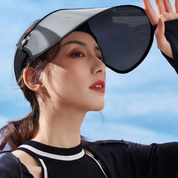 여름챙모자 여성창모자 햇빛차단 러닝 선캡 썸머스타 자외선차단 돌돌이 썬캡 블랙 UV차단모자 : 아이캔두잇52