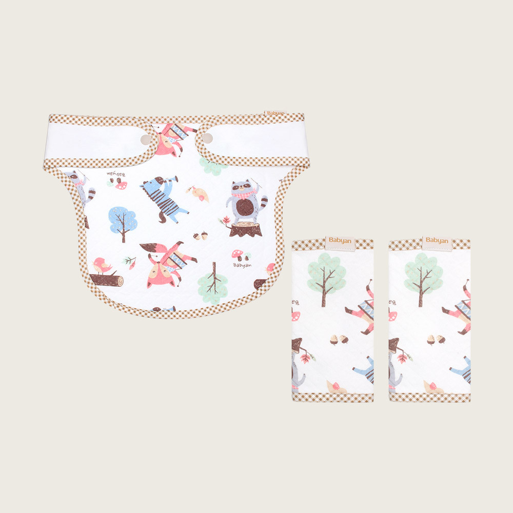 베이비앙 국내산 무형광 순면 도톰한 삼중직 뮤직애니멀 아기띠 어깨침받이(모든 아기띠 호환)