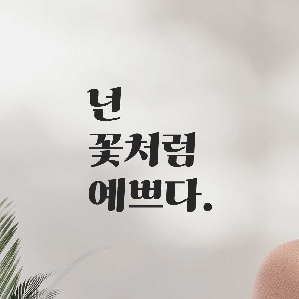인테리어 포인트 그래픽 레트로 감성 레터링 스티커 넌 꽃처럼 예쁘다 LG-040S 검정 - 상품 이미지