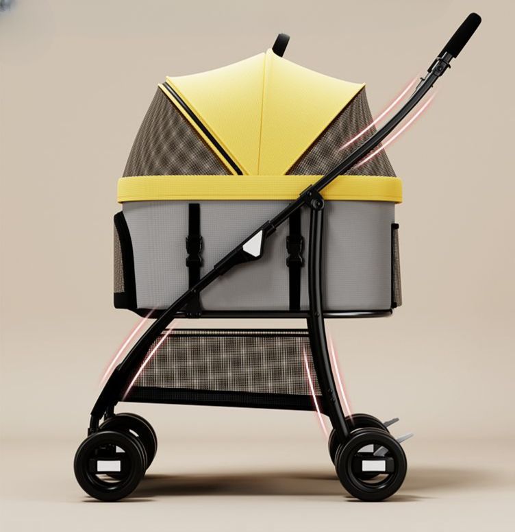 강아지 애완 동물 유모차 개 고양이 외출 탈착식 접이식 라이트 트롤리 산책 개와