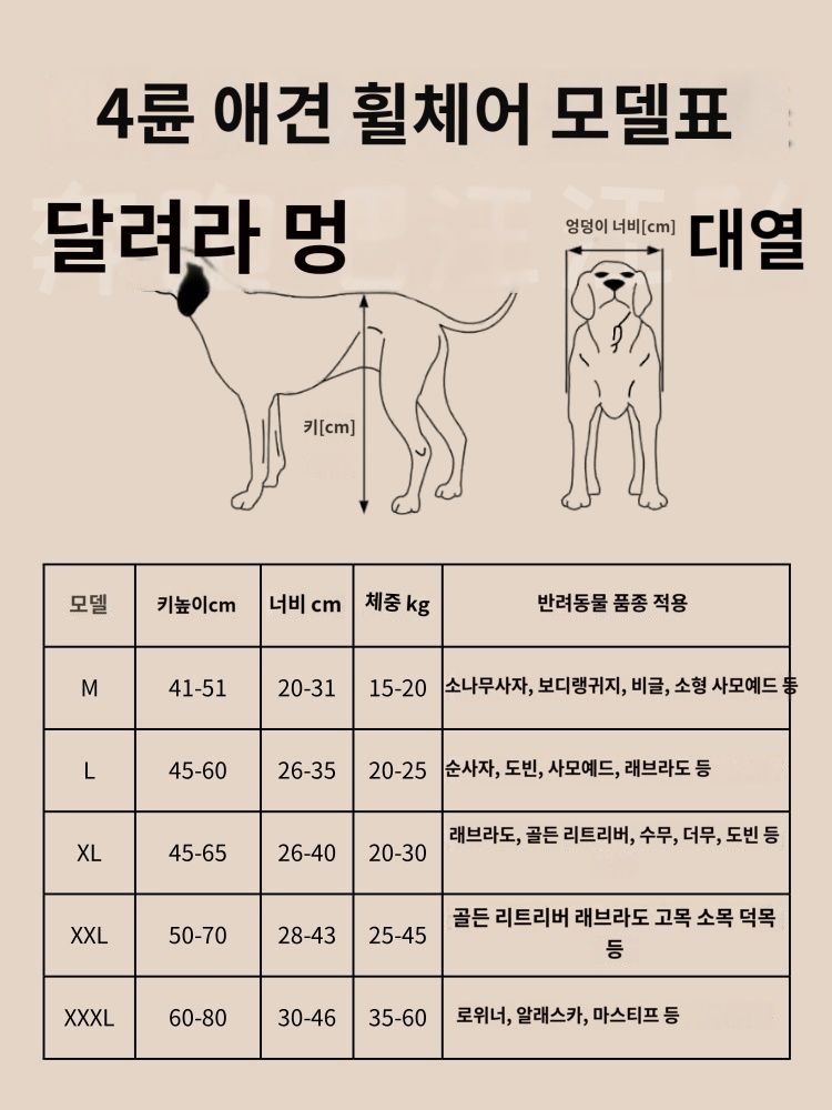 강아지 휠체어 래브라도 알래스카 골든 리트리버 사륜 장애인 자동차 대형 - 상세 이미지 4