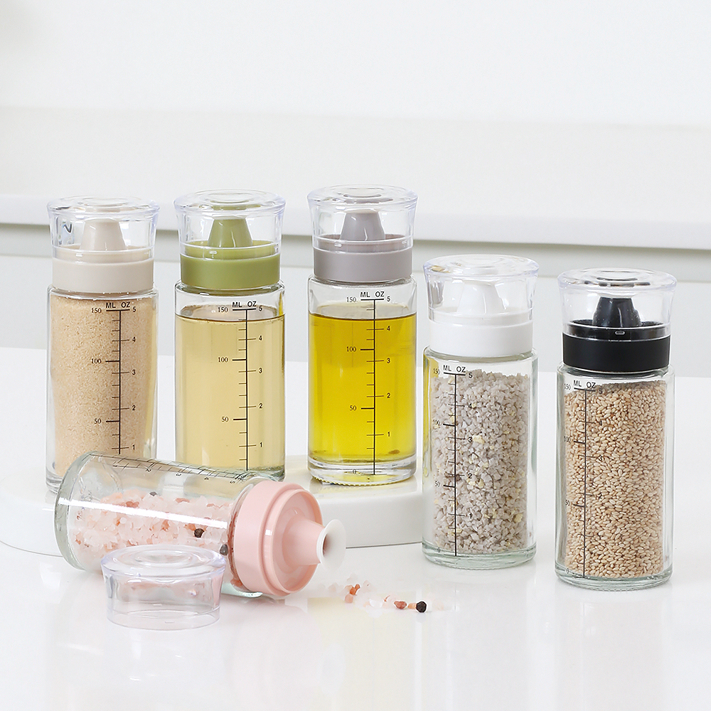 시노글라스 밀폐 오일병 양념통 소스통 조미료통 설탕 소금통 170ml 3p