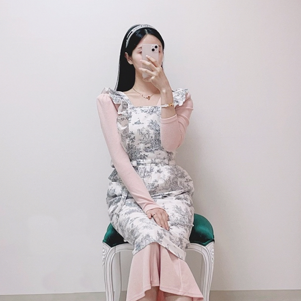 원피스 프릴 린넨 앞치마 카페 주방 어린이집 바리스타 에이프런 뜨왈 드 주이