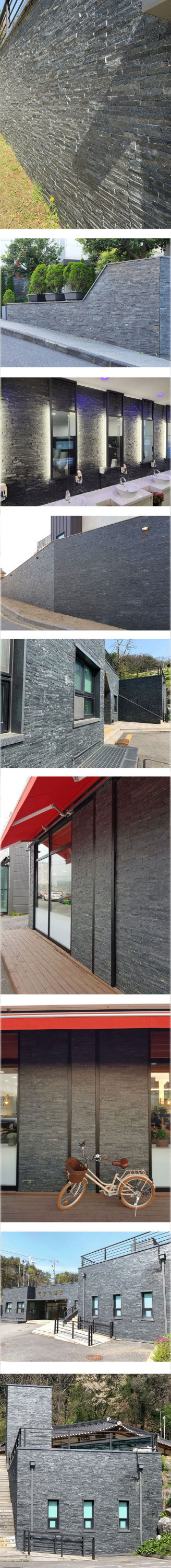 금강석패널 600x150x15T 펄블랙 / 하다건재 천연석타일