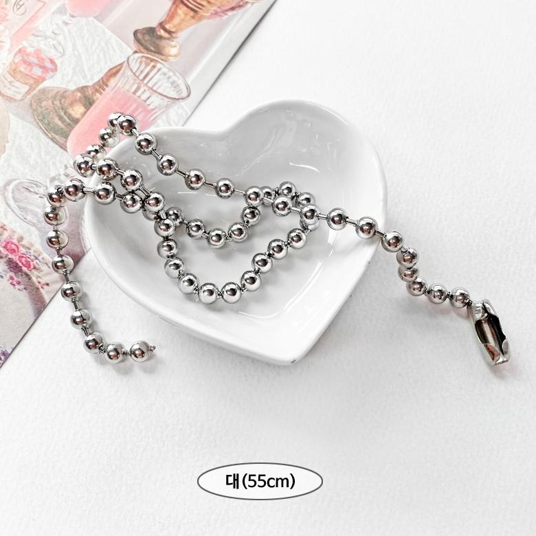 (1p) 티타늄 6mm 구슬 군번줄 목걸이 (40cm~55cm) - 상세 이미지 3