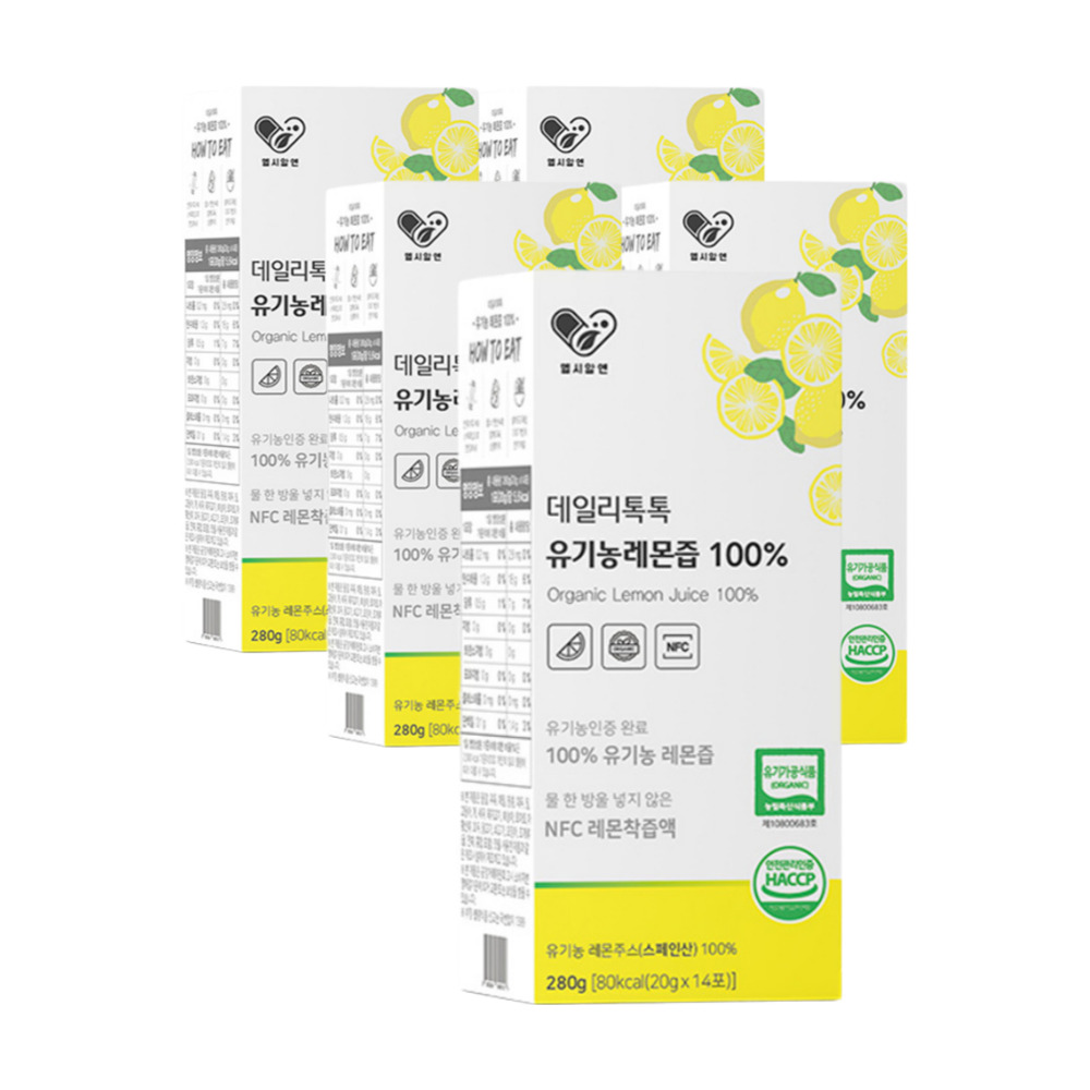 데일리톡톡 유기농 레몬즙 100% 레몬수 레몬물 스틱 레몬원액 효능 280ml, 5개 - 상품 이미지
