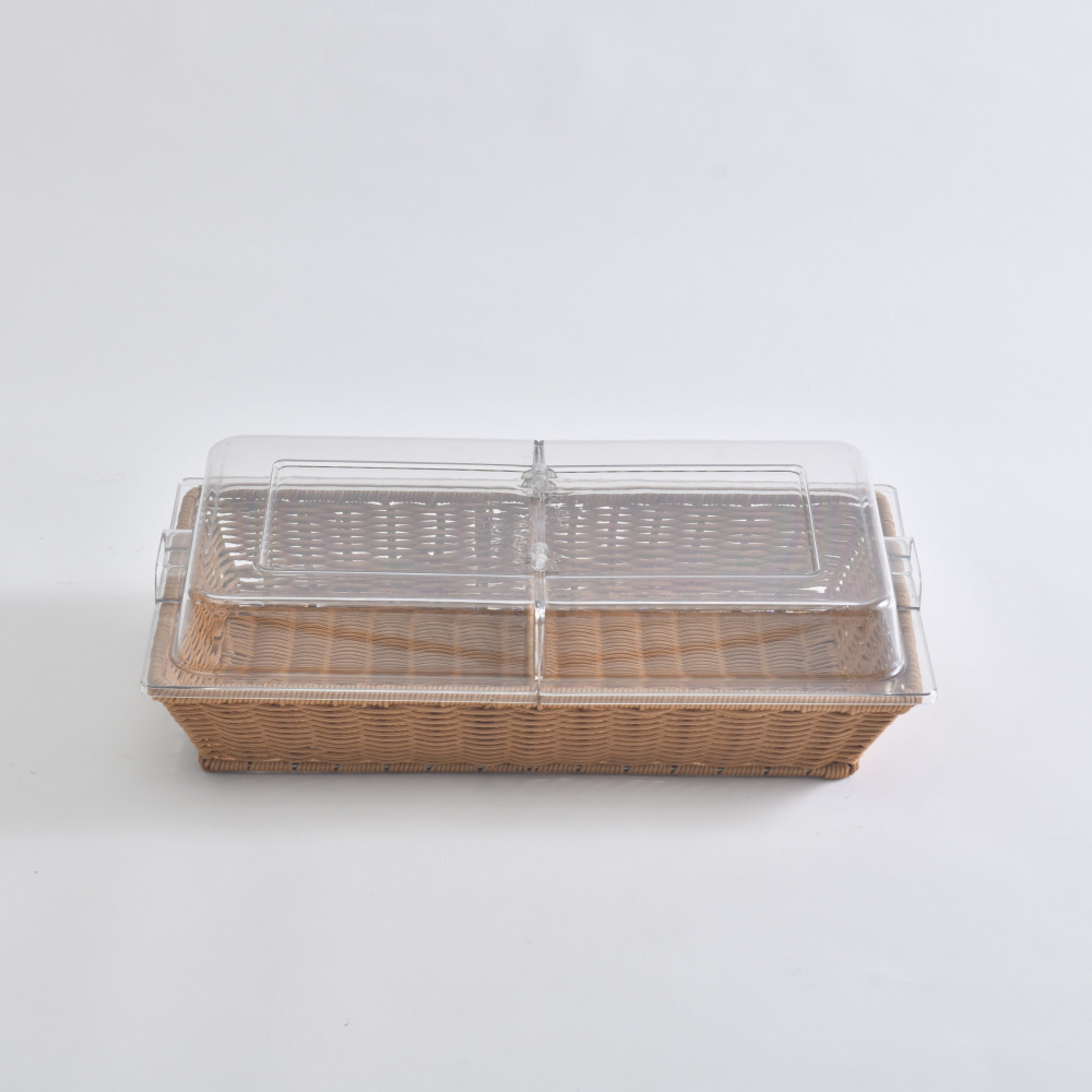 힌지 돔 커버 바스켓 2분할 베이커리 푸드 덮개 아크릴덮개 빵 디저트 진열 카페 - 상세 이미지 5
