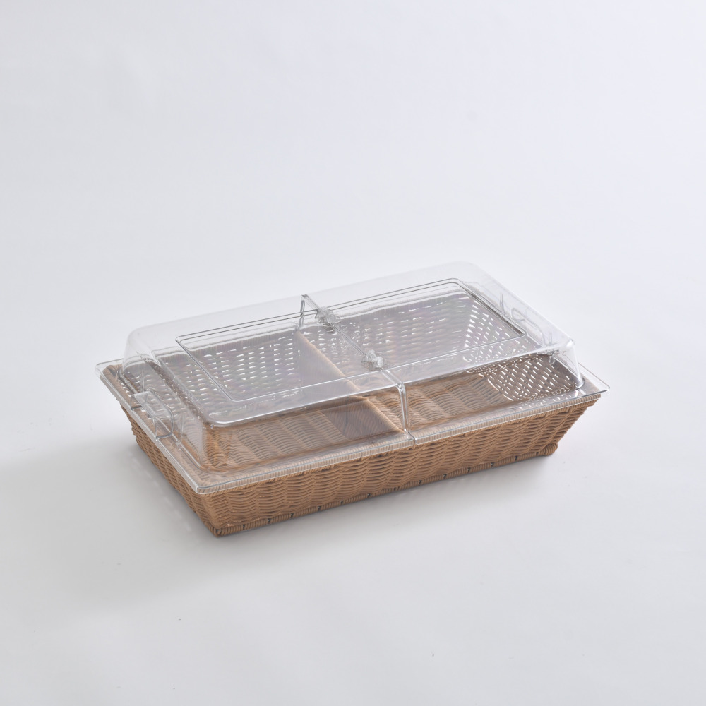 힌지 돔 커버 바스켓 2분할 베이커리 푸드 덮개 아크릴덮개 빵 디저트 진열 카페 이미지 6