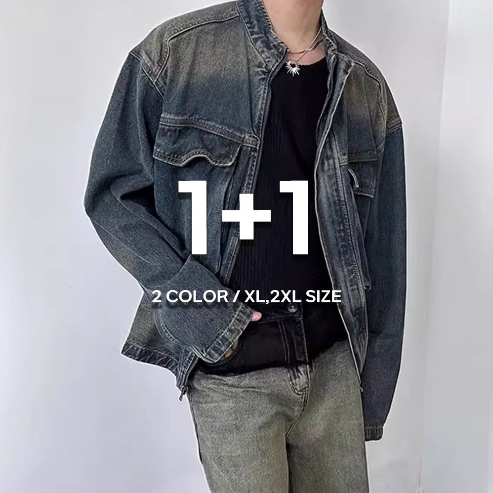 1+1 남자청자켓 남성크롭자켓 - 상세 이미지 2