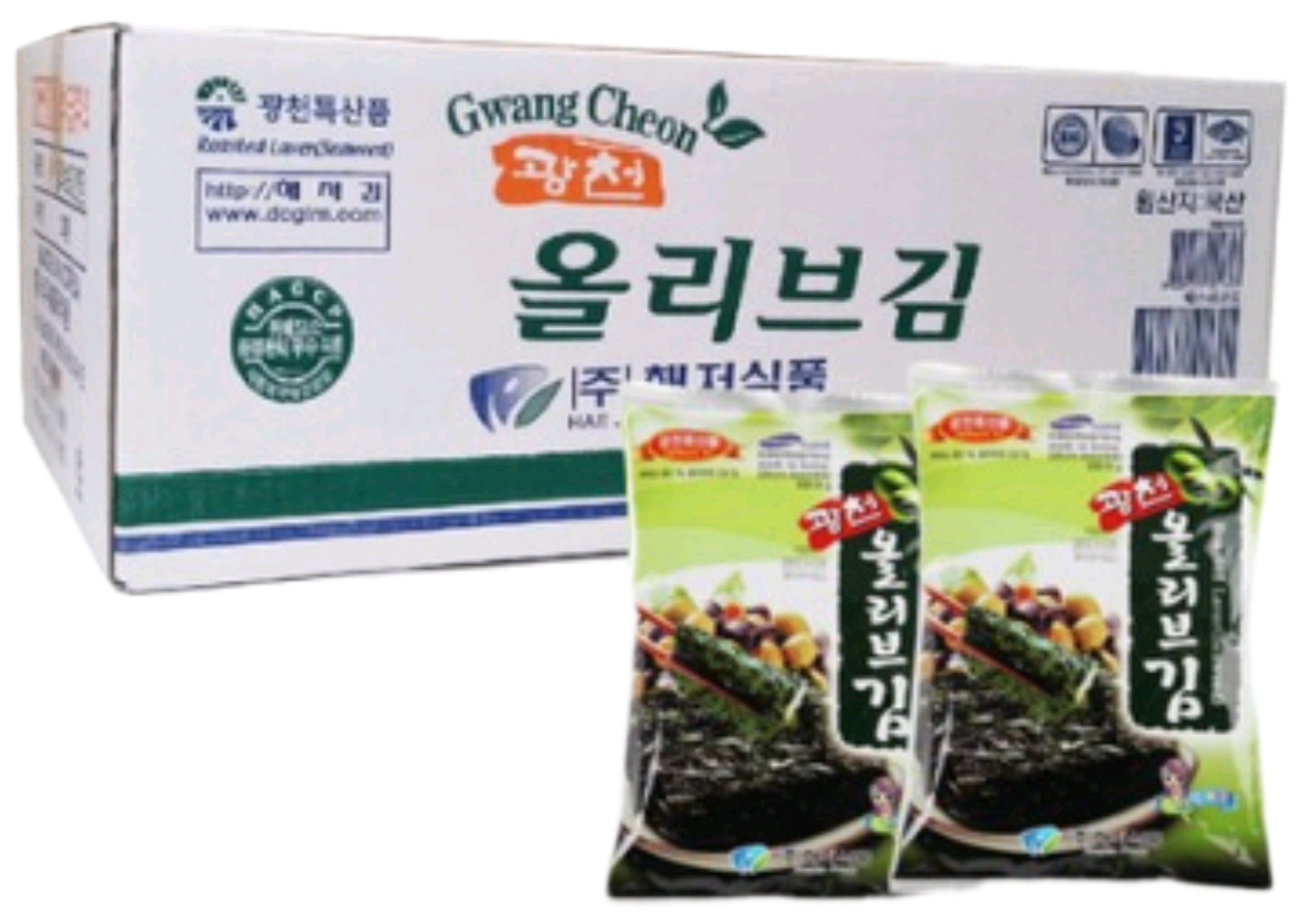 광천해저김 올리브전장김 1박스 55g 12매 20봉 잘라먹는김 식당식자재 도매가