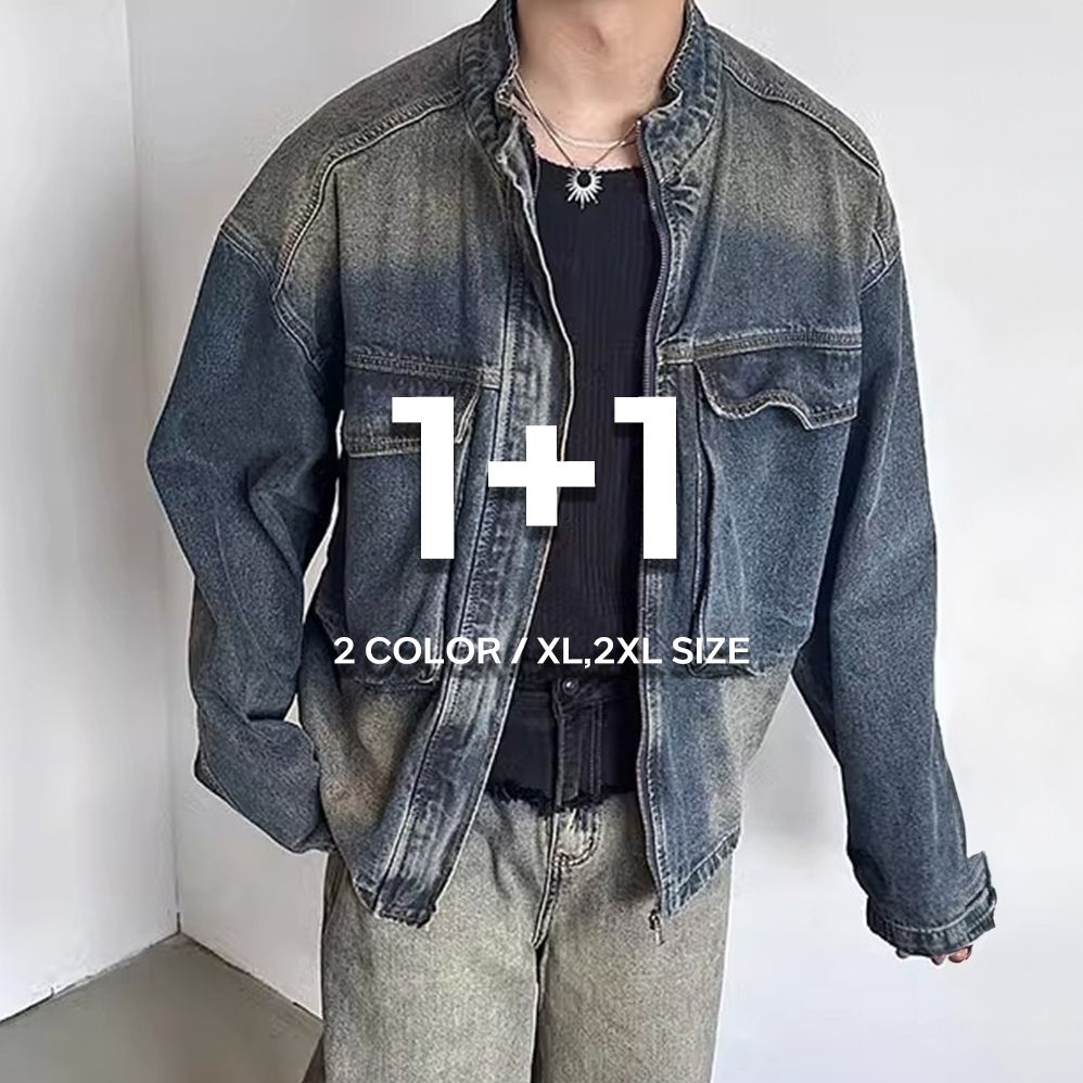 1+1 남자청자켓 남성크롭자켓 - 상품 이미지