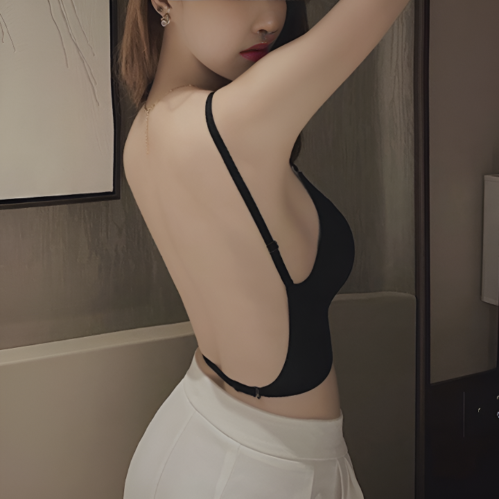 등파인브라 백리스 햄라인 심리스 와이어리스 스트랩 브라자 - 메인 이미지