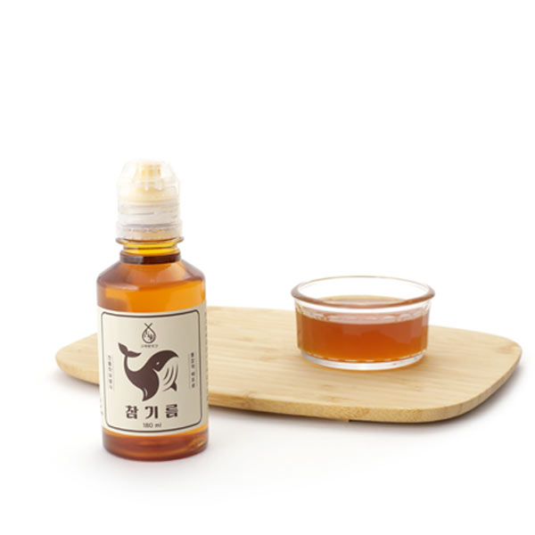 해외여행 캠핑에 편리한 마개 사용으로 흐르지 않는 저온 압착 참기름 들기름 180ml