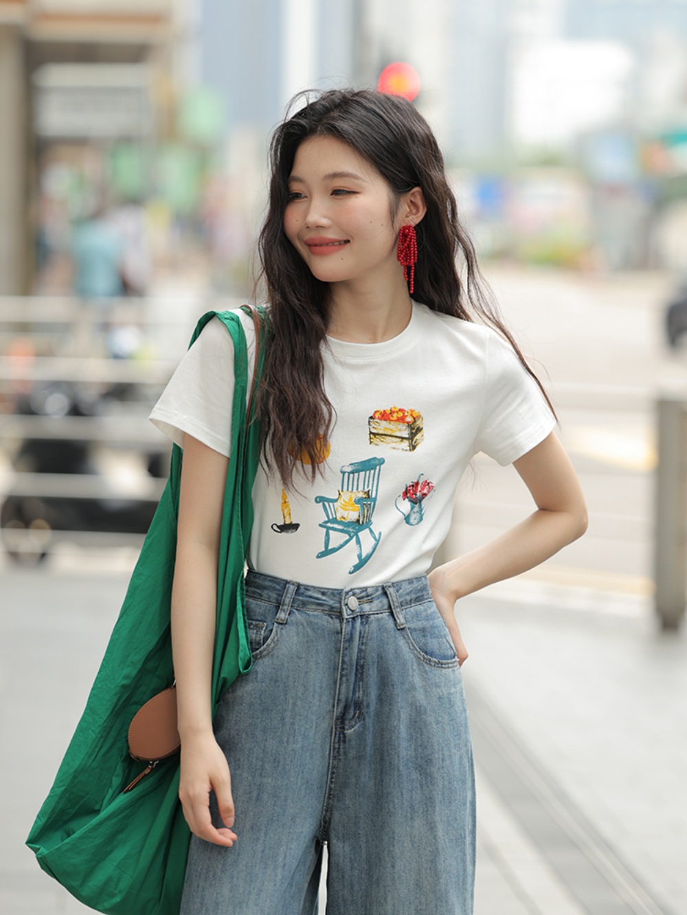 소녀시대 수영 티셔츠 반팔 인스타그램 여름 데일리 의상 옷 패션 - 상세 이미지 2