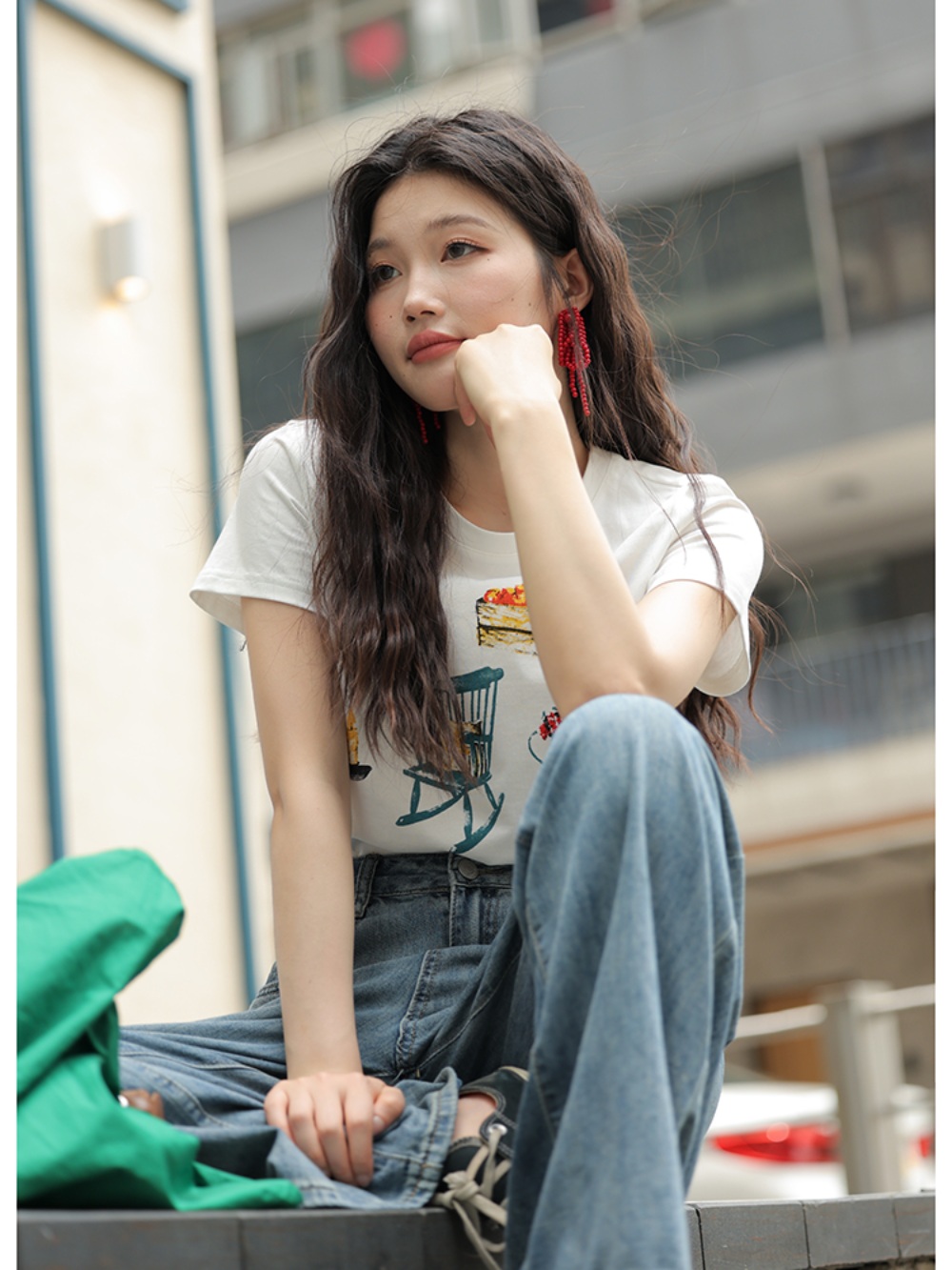 소녀시대 수영 티셔츠 반팔 인스타그램 여름 데일리 의상 옷 패션 - 상세 이미지 3