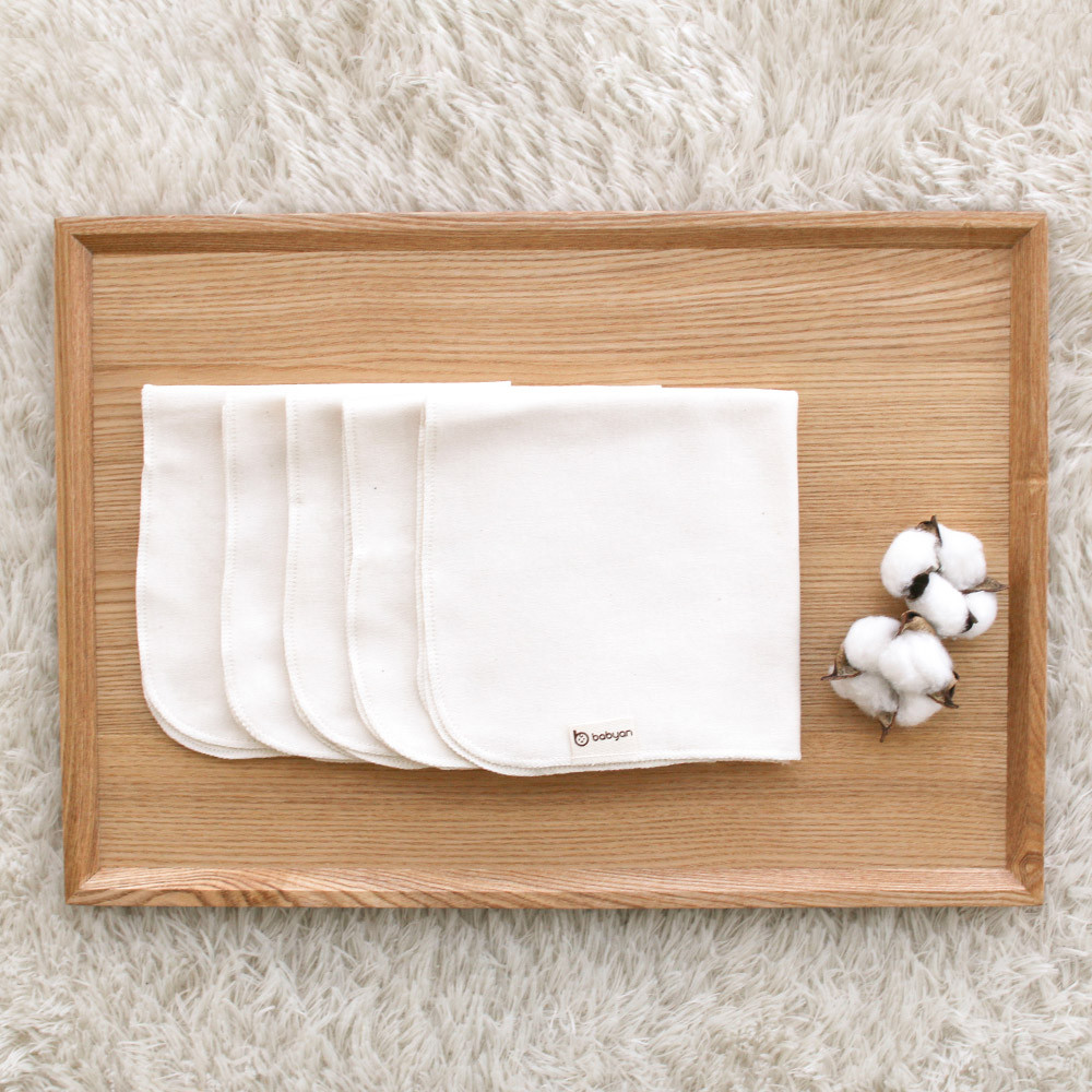 베이비앙 국내산 무형광 매우 부드러운 오가닉면 손수건 5장[2세트]