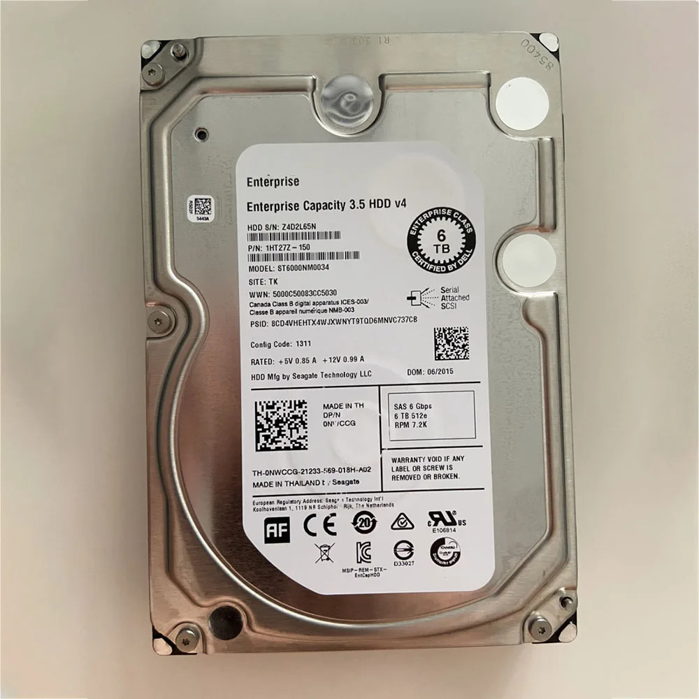 델 HDD ST6000NM0034 7.2K 0NWCCG NWCCG 6T SAS 3.5 서버 하드 6TB