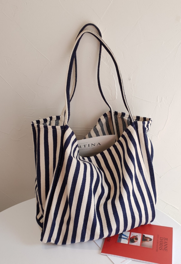 [리햅] 써머스 데일리 스트라이프 에코백 빅 숄더백