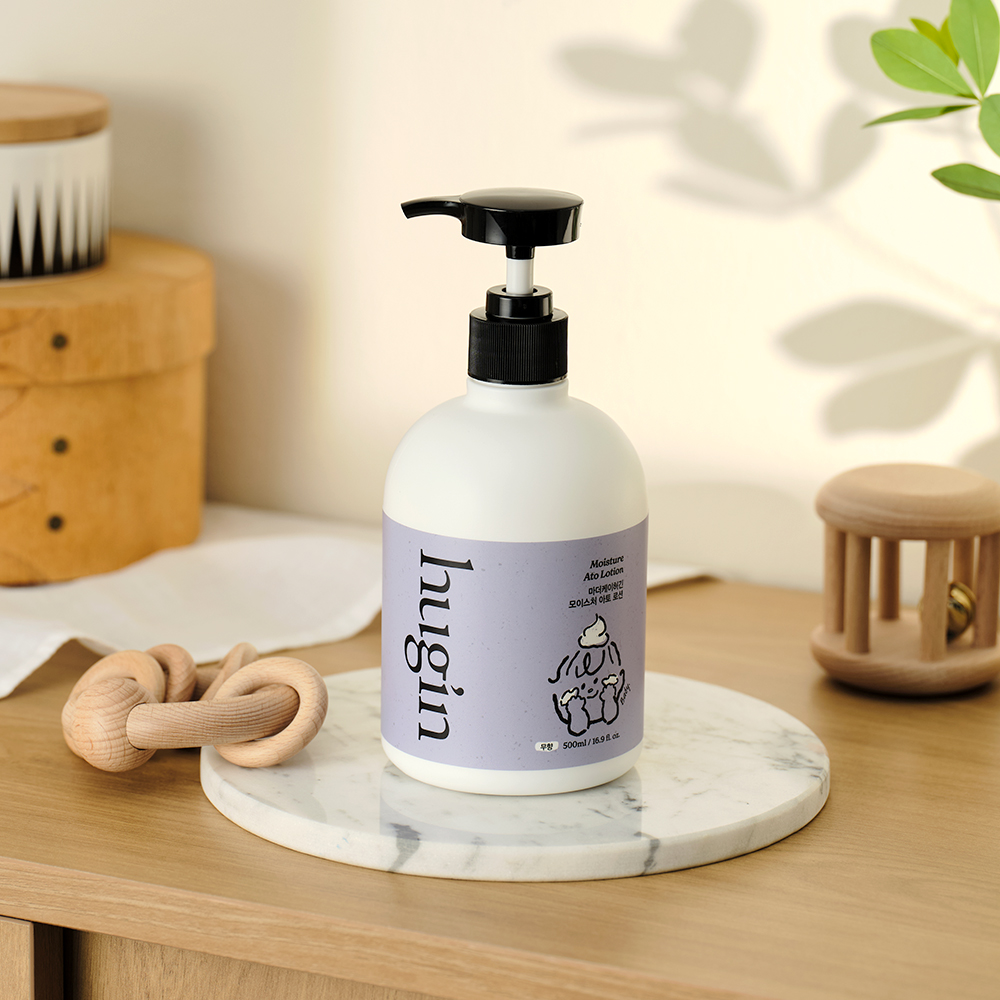 [1+1]허긴 아기로션 신생아 아토 보습 모이스처 대용량 무향 500ml+수딩젤&캡GIFT 이미지 6