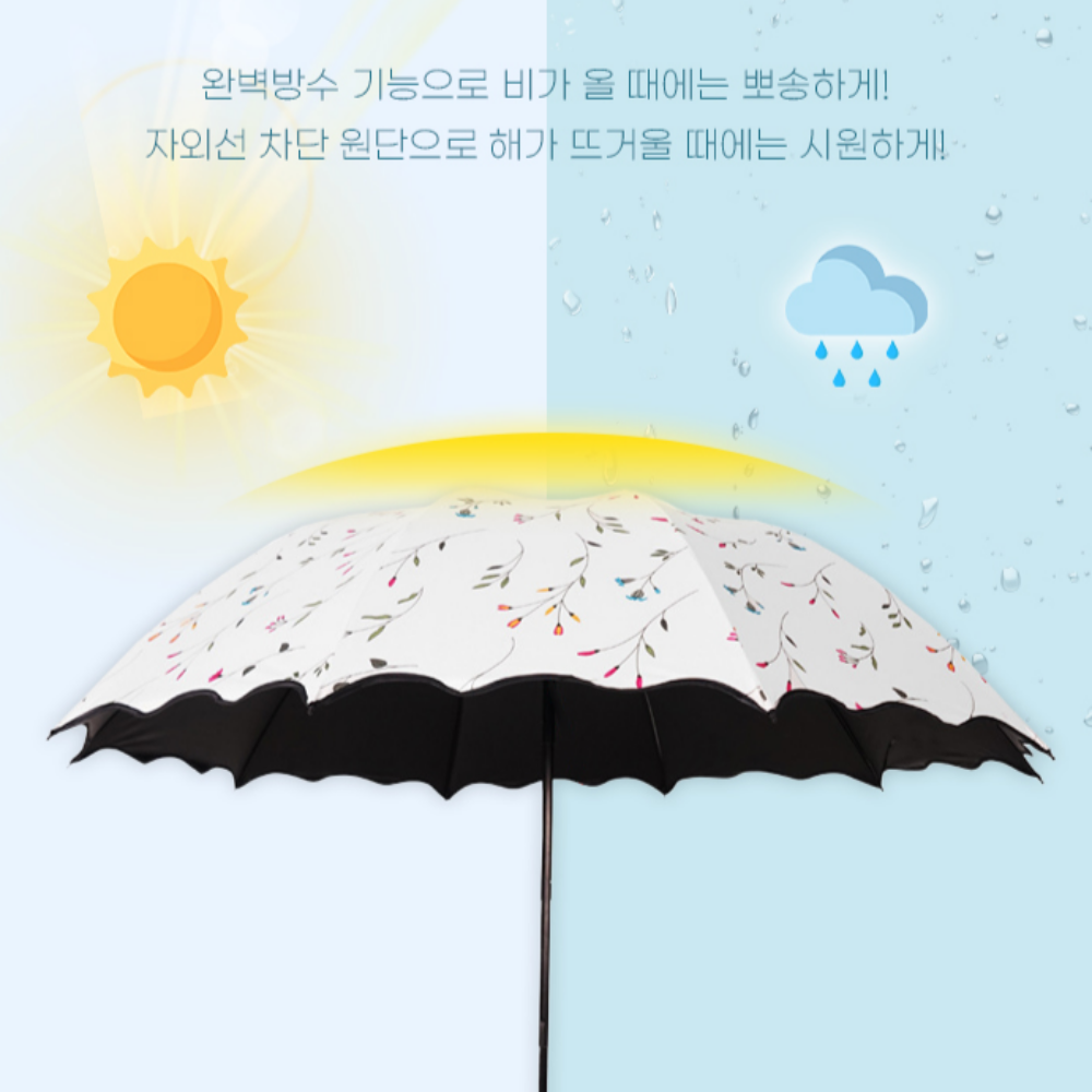 자외선99%차단하는 암막 우양산 가벼운 초경량 미니 사이즈 3단 우산 겸 양산 플라워패턴 이미지 6