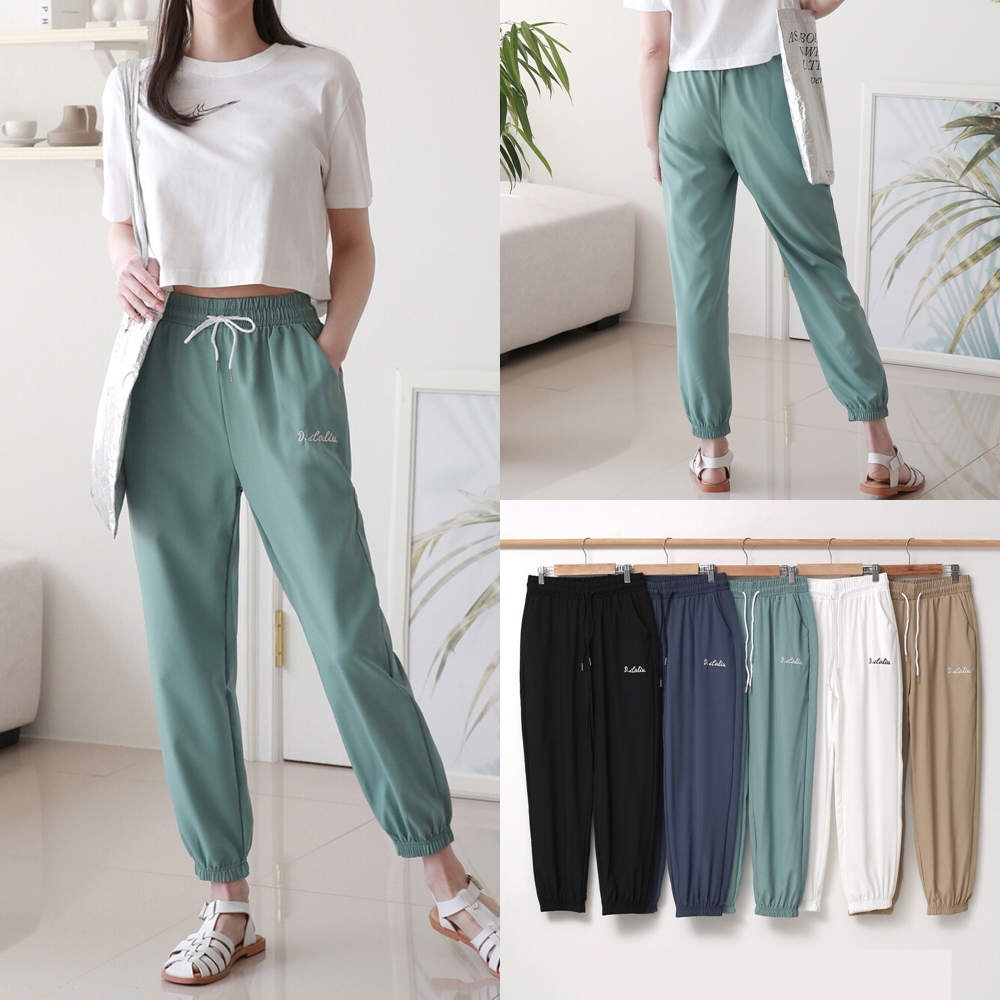 기능성자수밴딩조거팬츠 여성여름아이스바지 여자트레이닝조거팬츠 - 상품 이미지