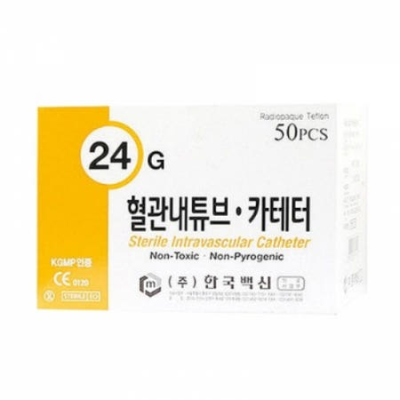 한국백신 24G 3/4inch 정맥 카테타 50개입