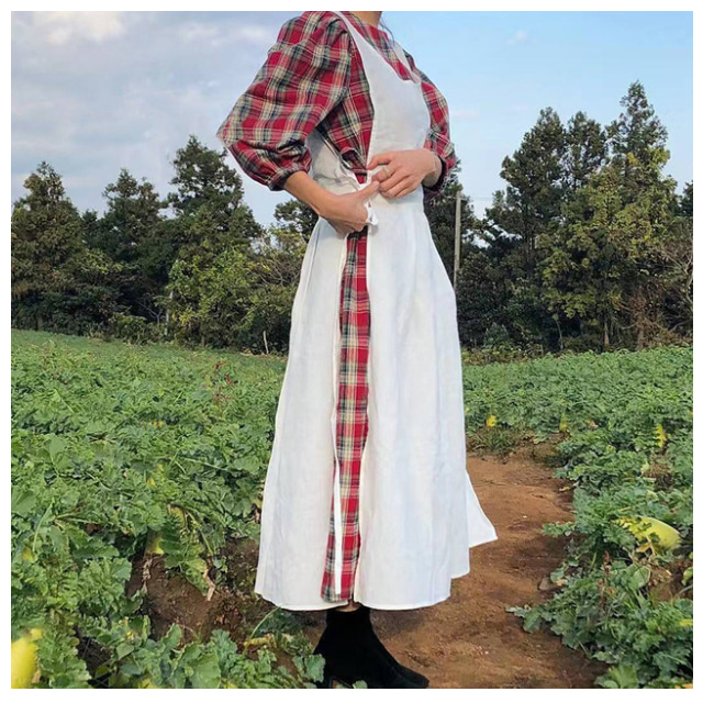 스케치룸 롱 원피스 앞치마 100% 코튼 면 바리스타 앞치마 플로리스트 사복