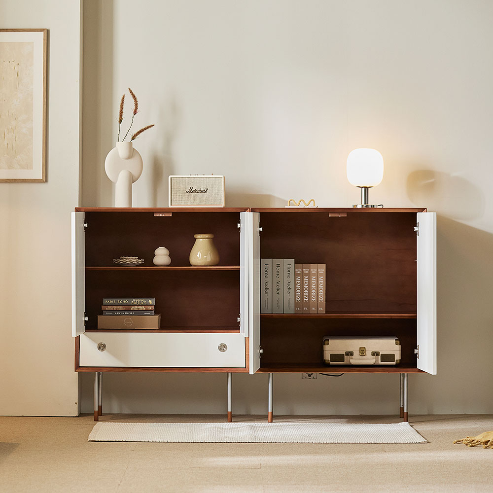 장인가구 노마딕 원목 슬라이딩 2단 멀티 다용도 수납장 800