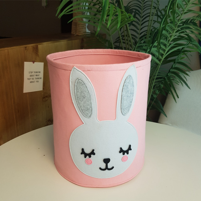펠트 정리함 핑크 토끼 동물 패브릭 바구니 장난감 수납함 동물 바스켓 빨래 바구니 - 상세 이미지 5