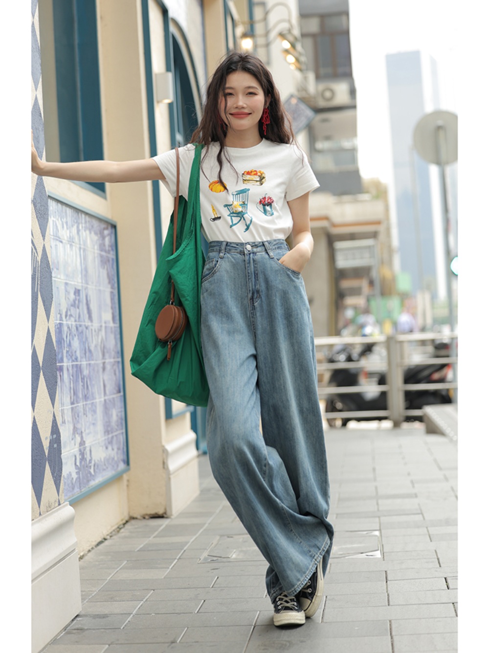 소녀시대 수영 티셔츠 반팔 인스타그램 여름 데일리 의상 옷 패션 - 상세 이미지 4