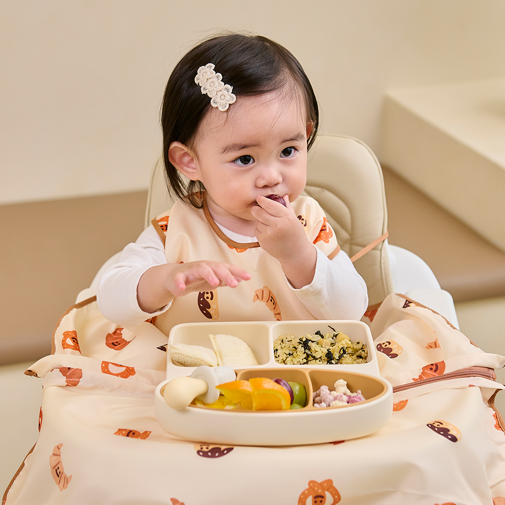 퍼기 자기주도 이유식 턱받이 아기 식탁일체형 방수 유아식 가운 초기 중기 나시형