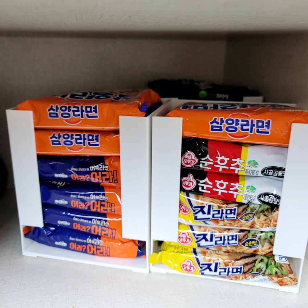 심플 라면 보관함 오알티 중형 팬트리 정리 수납함 화이트 탕비실 수납 정리 - 상세 이미지 3