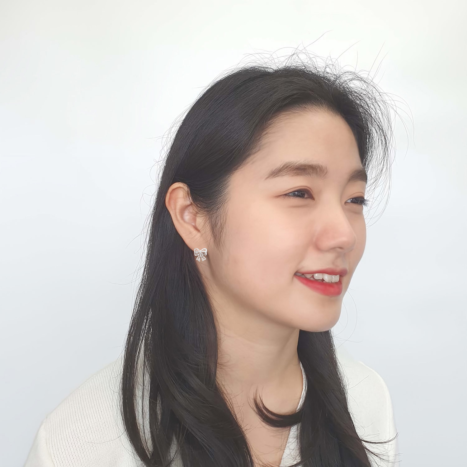 야랑쥬얼리 925실버 리본 Heart 귀걸이 - 상세 이미지 4