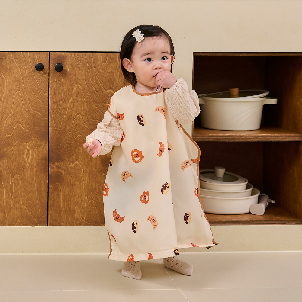 퍼기 자기주도 이유식 턱받이 아기 식탁일체형 방수 유아식 가운 초기 중기 나시형