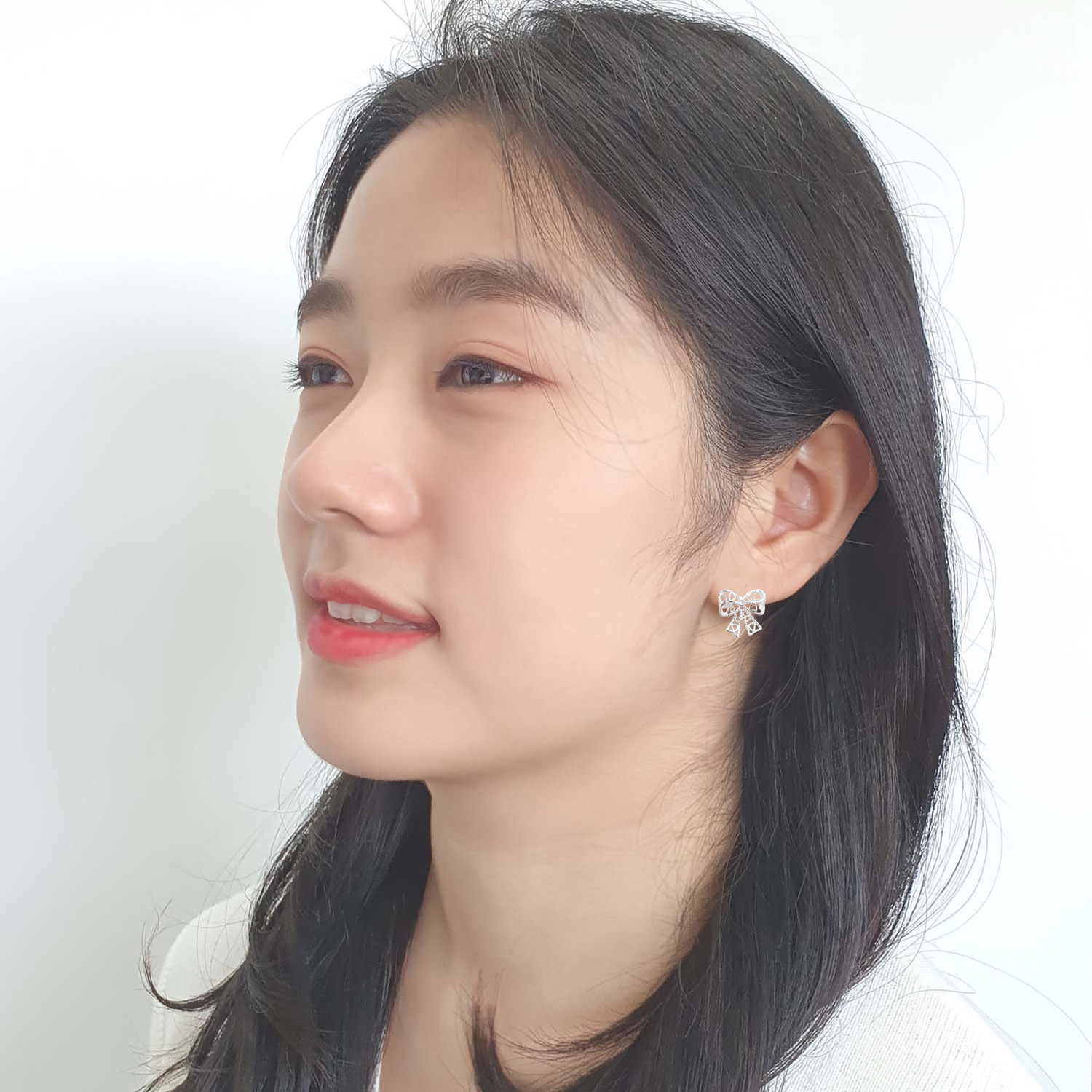 야랑쥬얼리 925실버 리본 Heart 귀걸이 - 상세 이미지 2