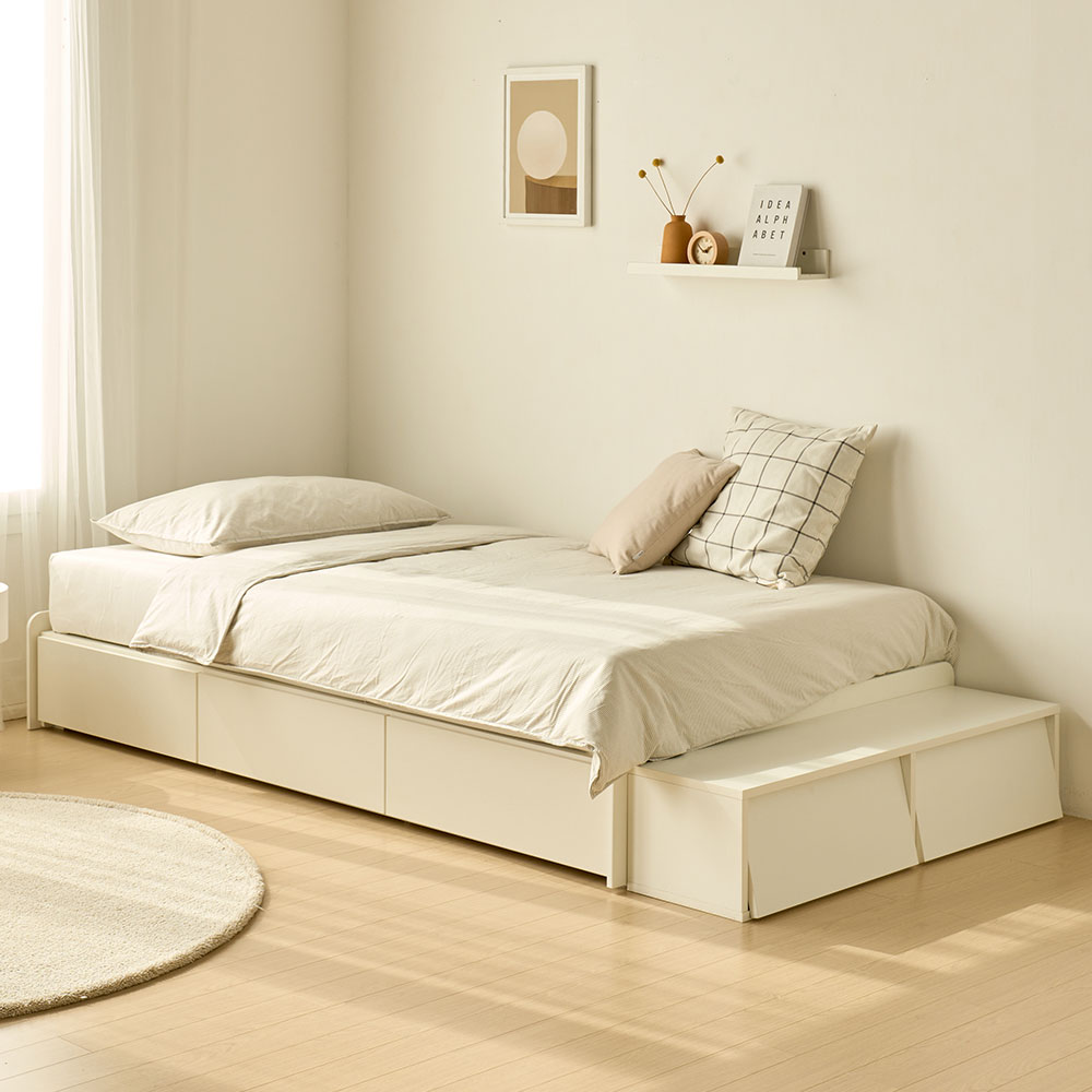 장인가구 원스 컬러핏 무헤드 3단서랍 벙커 수납침대 프레임 SS