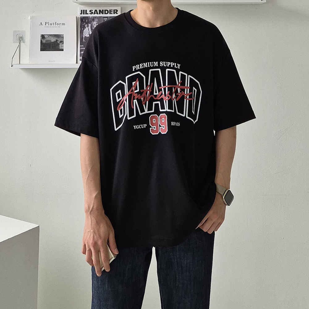 남자 반팔티 오버핏 나염 커플 여름 프린트 반팔 티셔츠 - 상세 이미지 2