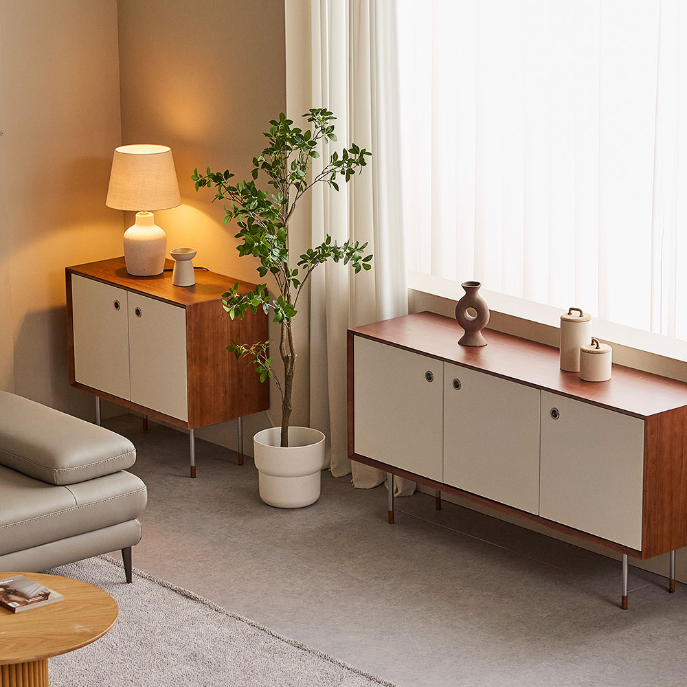 장인가구 노마딕 원목 슬라이딩 2단 멀티 다용도 수납장 800