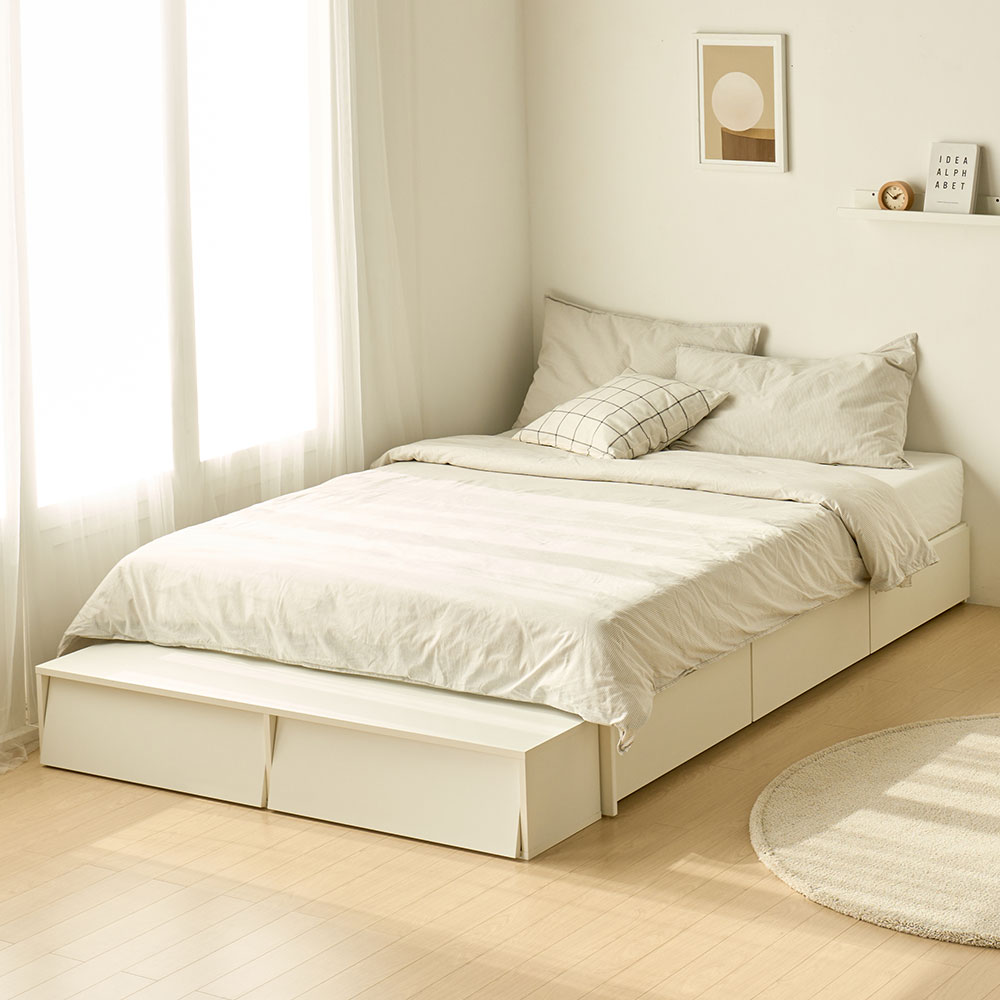 장인가구 원스 컬러핏 무헤드 3단서랍 벙커 수납침대 프레임 SS