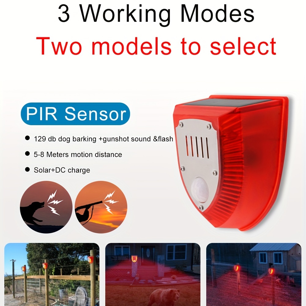 야생동물 유해동물 퇴치 도난 경보 알람 태양열 충전식 방수 램프 캠핑 글램핑 등산 멧돼지 고라니