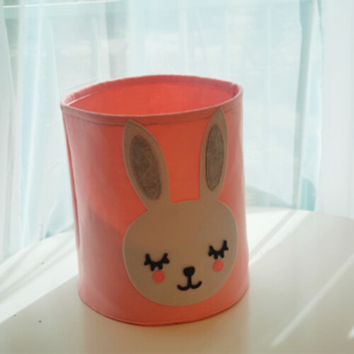 펠트 정리함 핑크 토끼 동물 패브릭 바구니 장난감 수납함 동물 바스켓 빨래 바구니