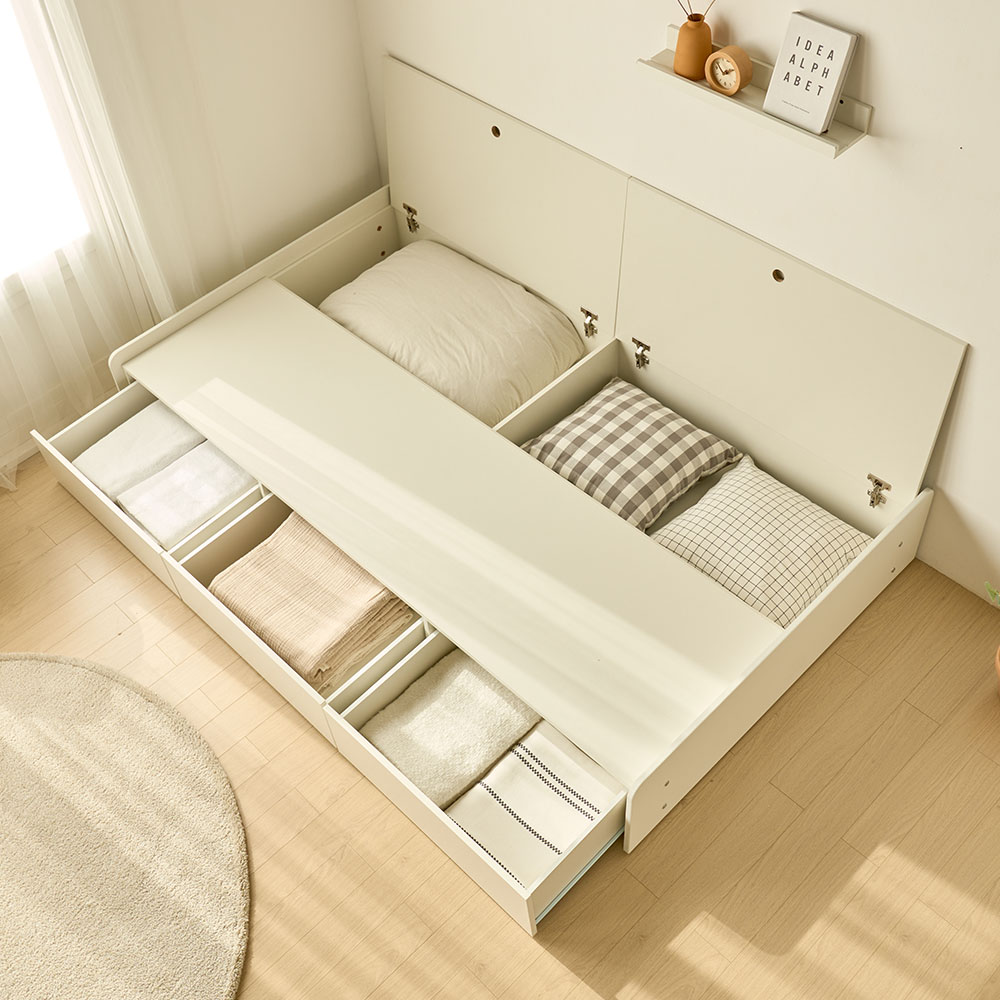 장인가구 원스 컬러핏 무헤드 3단서랍 벙커 수납침대 프레임 SS