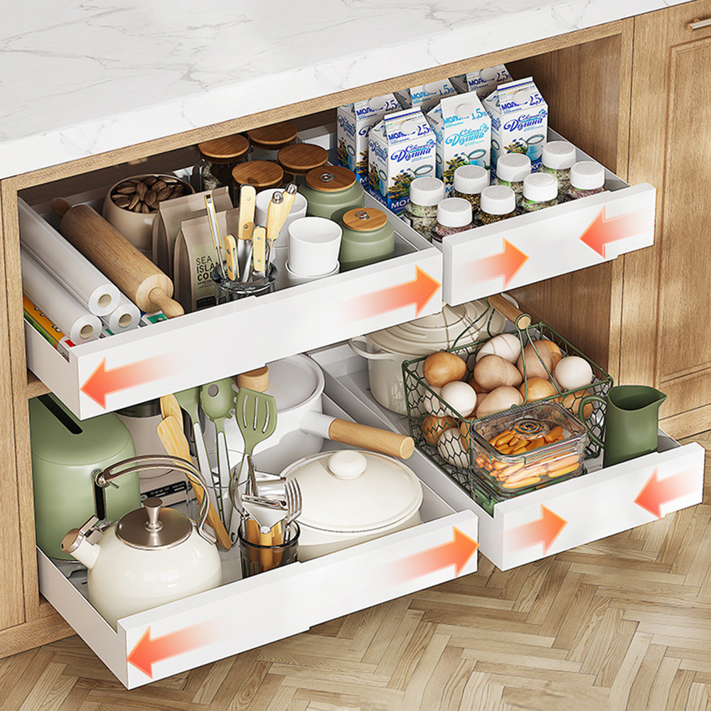 확장형 주방 슬라이딩 선반 소형 싱크대 하부장 정리 양념통 선반