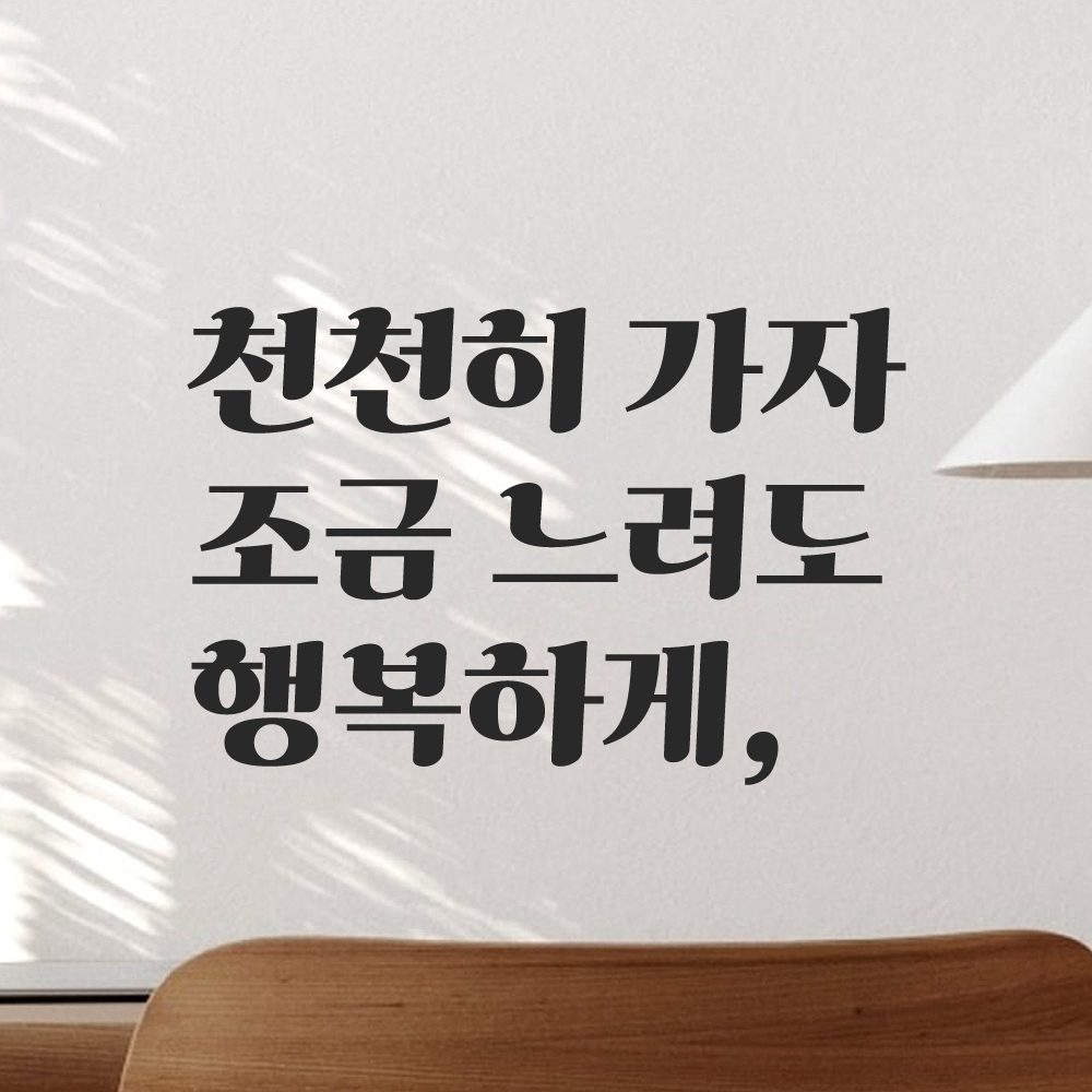 인테리어 포인트 그래픽 레트로 감성 레터링 스티커 천천히 가자 조금 느려도 행복하게 LG-049S 검정 - 상품 이미지