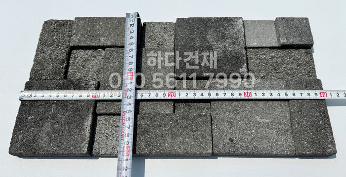 현무암타일 모자이크패널 실측 사이즈 / 하다건재