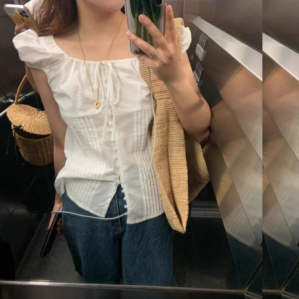 소녀시대 윤아 블라우스 셔츠 인스타그램 퍼프 소매 스퀘어넥 의상 옷 패션 - 상세 이미지 5